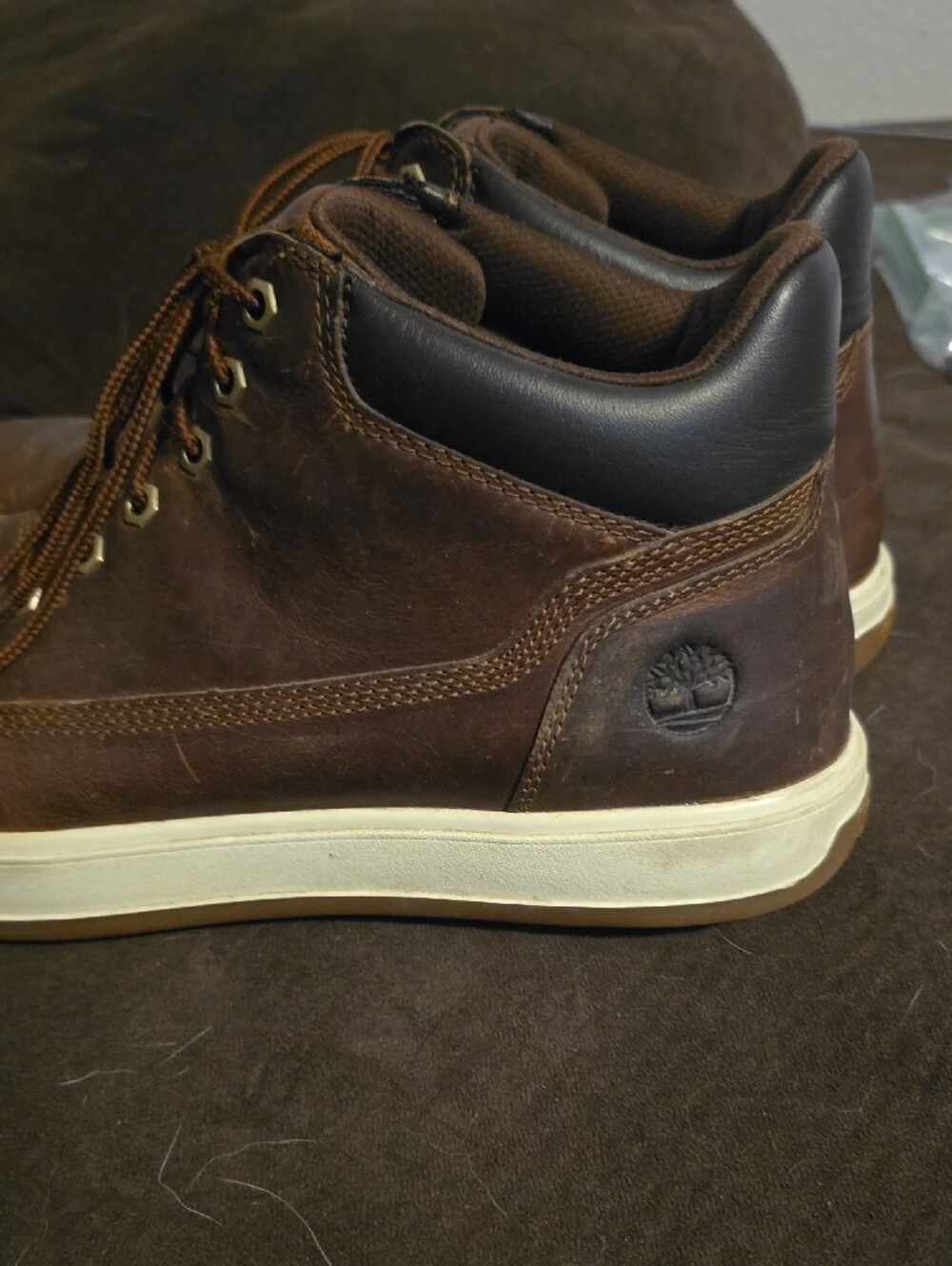 Men's Timberland Brown Leather Lace-Up Boots - Picture 2 of 4